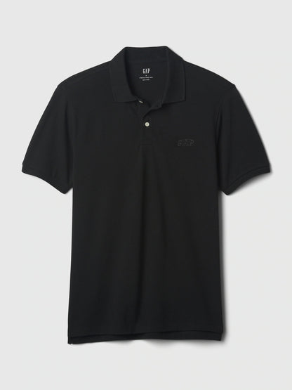 Siyah Gap Logo Piqué Polo Yaka T-shirt