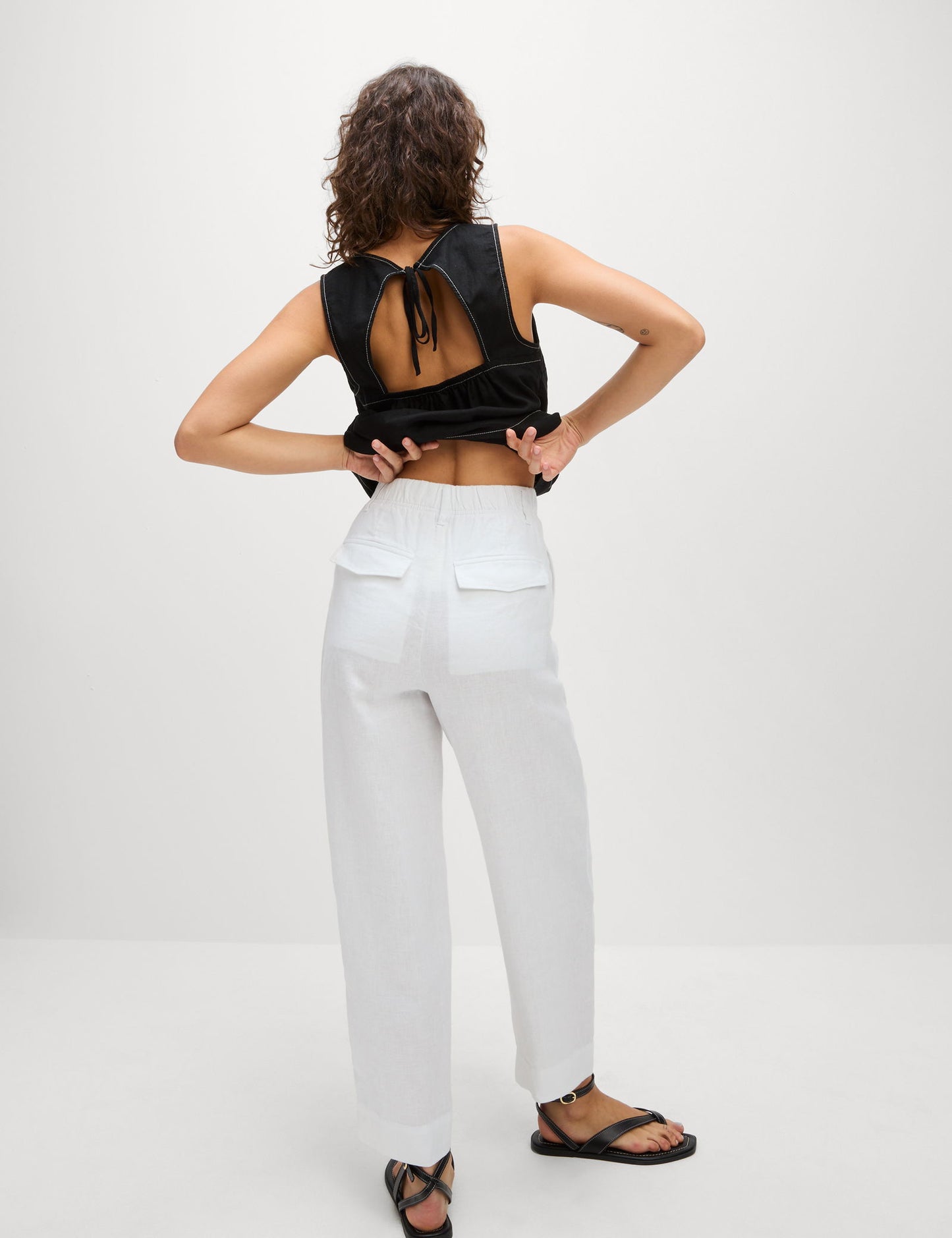 Saf Keten Tapered Pantolon