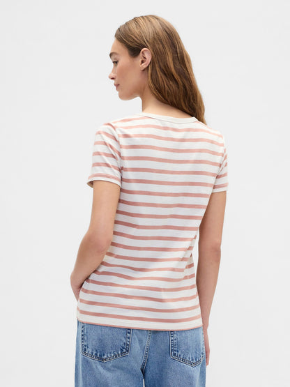 Pembe V Yaka T-shirt