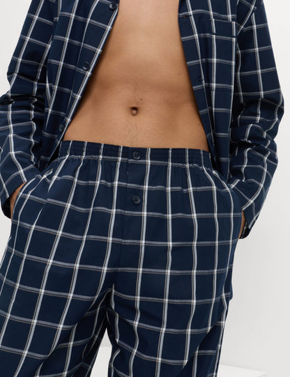 Saf Pamuklu Kareli Pijama Takımı
