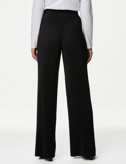 Pile Detaylı Wide Leg Pantolon