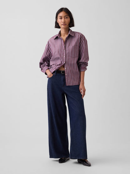 Mor Oversized Poplin Gömlek