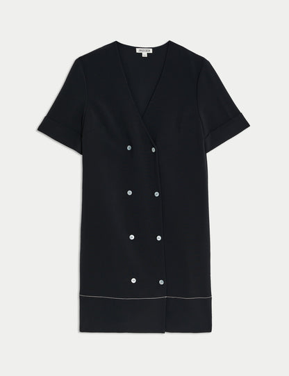 V Yaka Regular Fit Mini Elbise