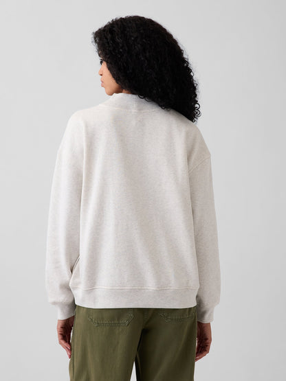 Açık Gri Vintagesoft Oversized Mockneck Logo Sweatshirt