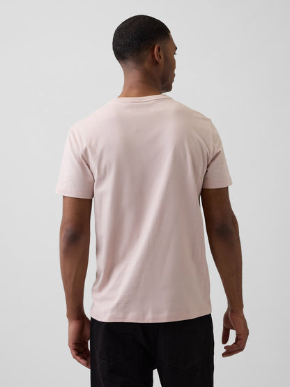 Açık Pembe Organik Pamuk Cepli T-shirt