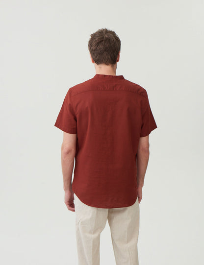 Regular Fit Kısa Kollu Keten Gömlek