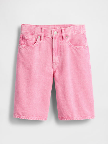 Pembe Kids Mid Rise Longline Denim Şortlar