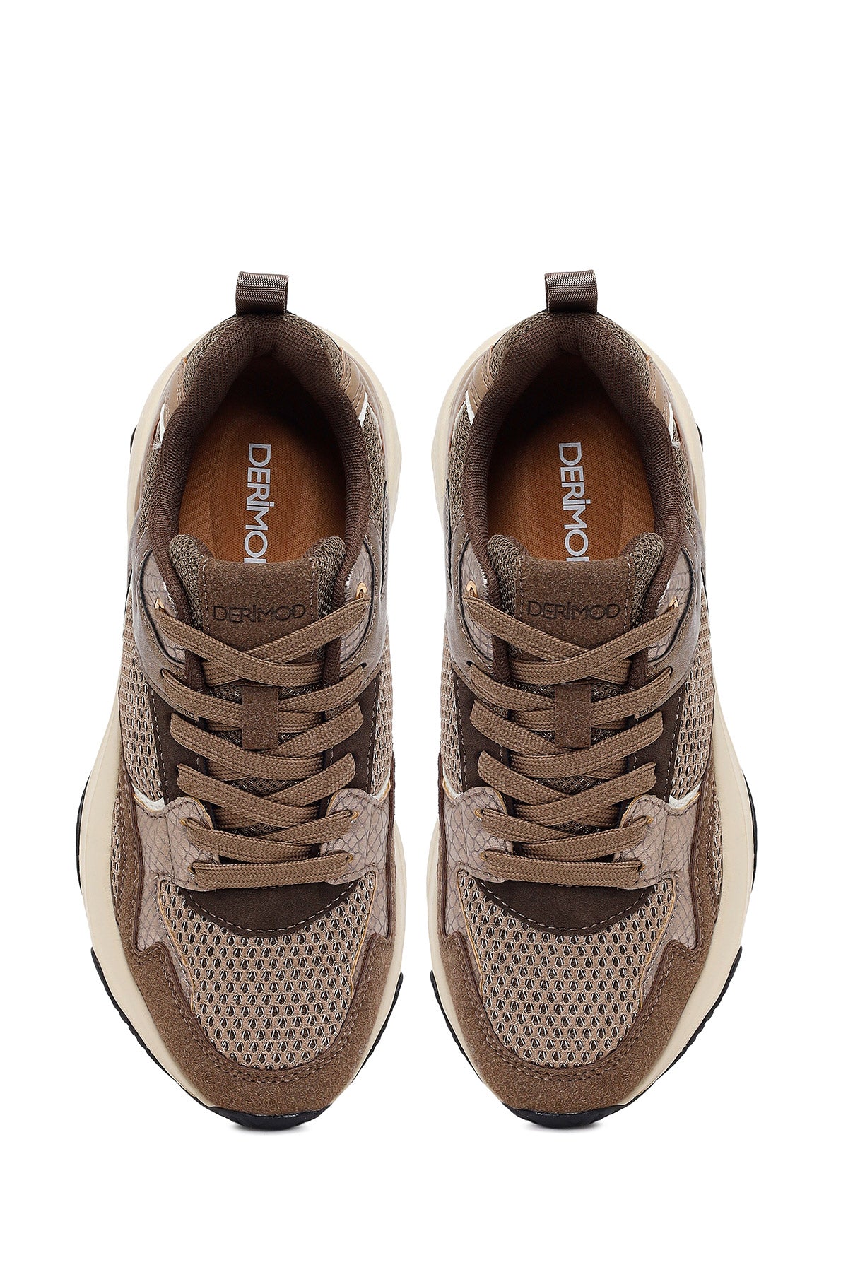 Kadın Bronz Bağcıklı Kalın Tabanlı Sneaker