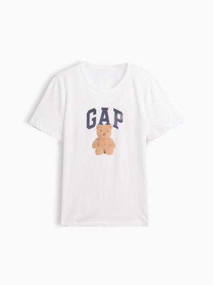 Beyaz Organik Pamuk Vintagesoft Logo T-shirt