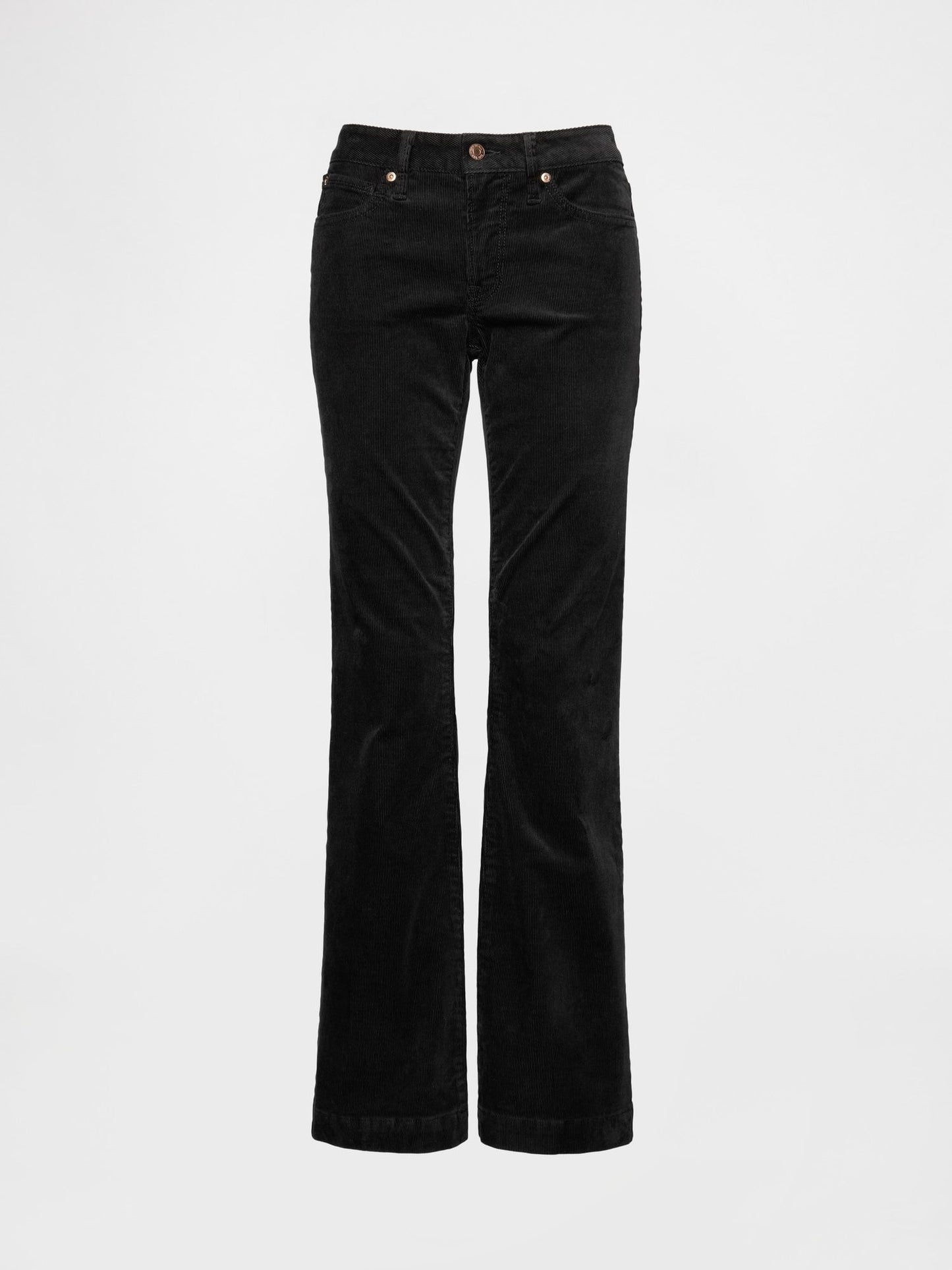 Siyah Low Rise Kadife Long & Lean Pantolon