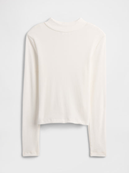 Beyaz Ribana Mockneck T-shirt