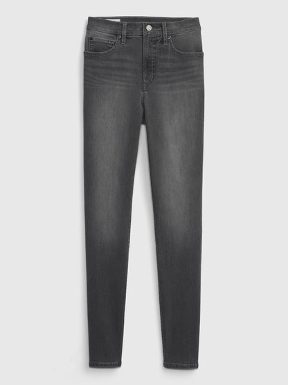 Koyu Gri High Rise True Skinny Jean Pantolon