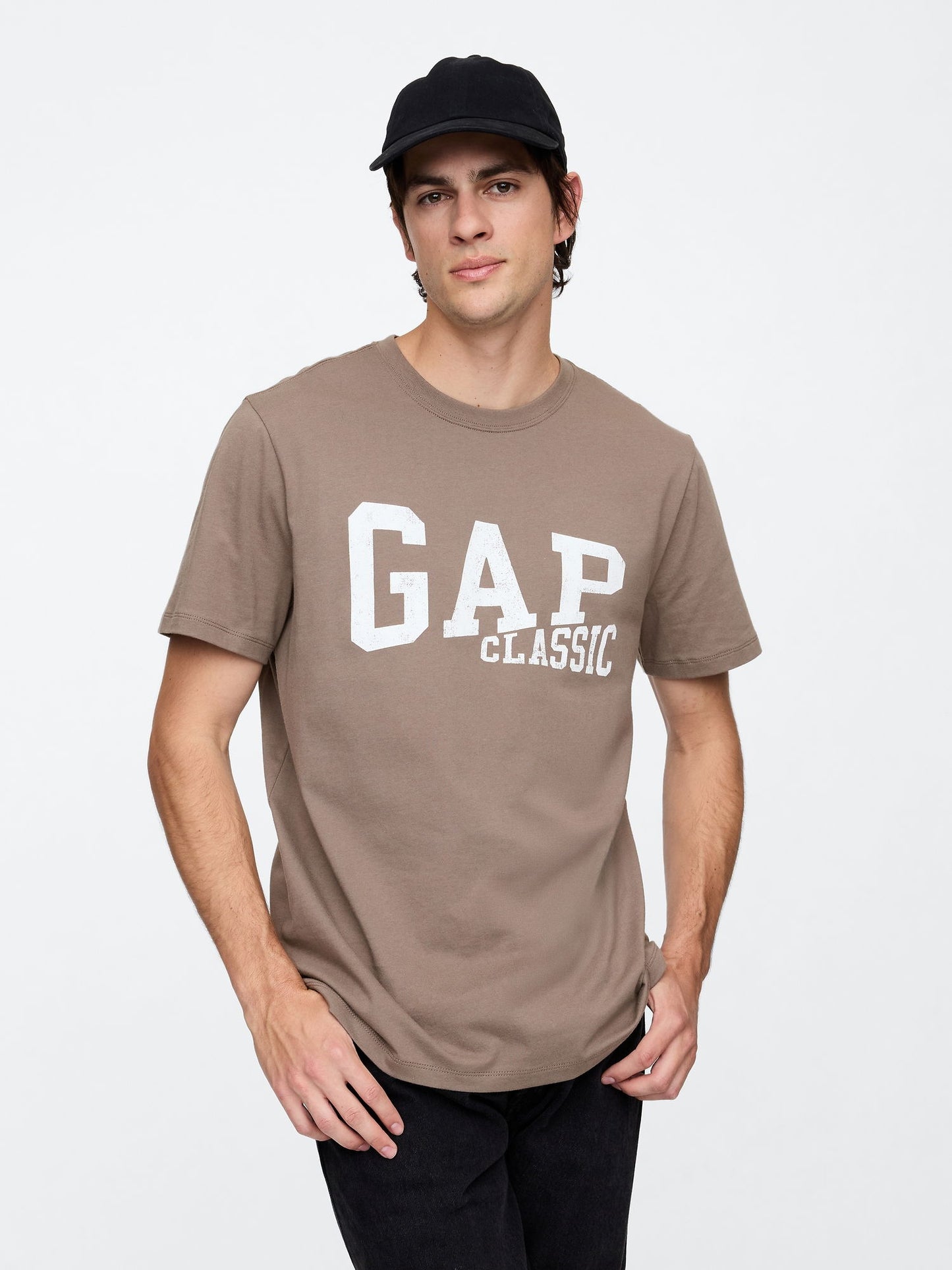 Kahverengi Everyday Soft Gap Logo Grafik T-shirt
