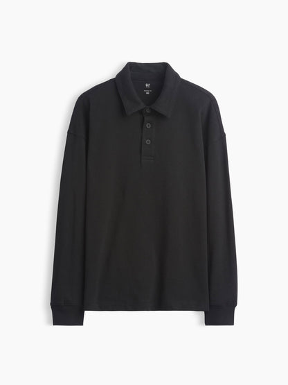 Siyah Heavyweight Relaxed Polo T-shirt