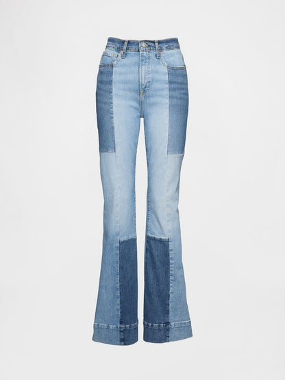 Mavi High Rise Patchwork '70s Flare Jean Pantolon