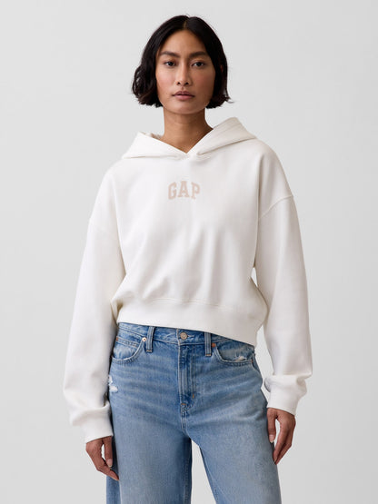 Beyaz Vintagesoft Oversized Crop Logo Sweatshirt