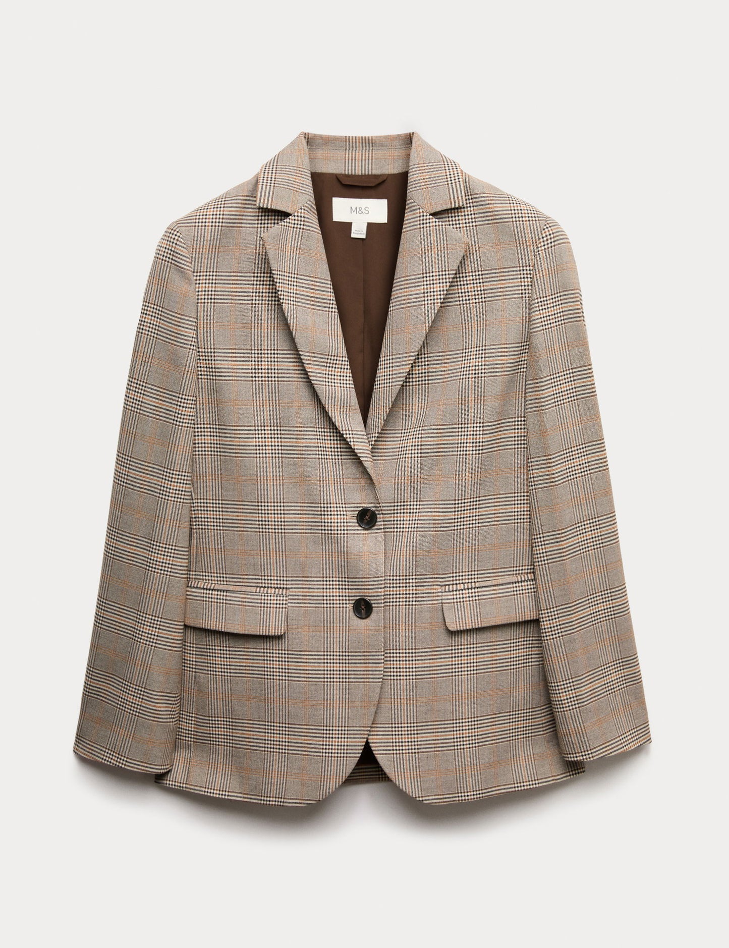 Kareli Düz Kesim Blazer