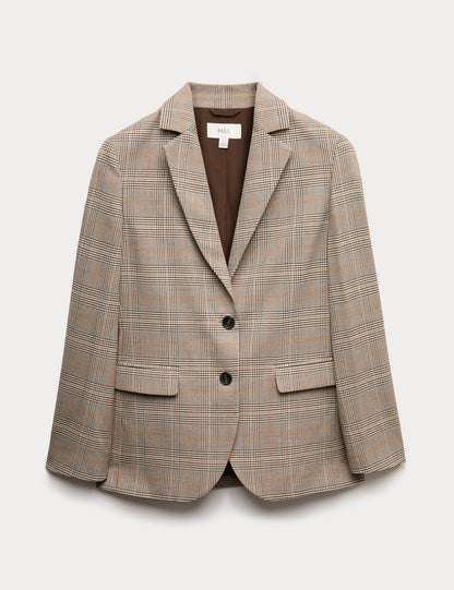 Kareli Düz Kesim Blazer