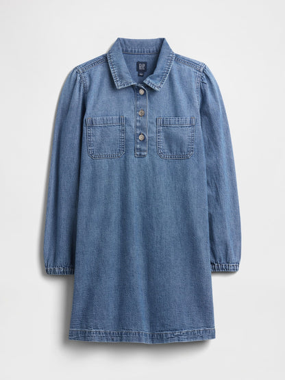 Mavi Puff Sleeve Denim Elbise