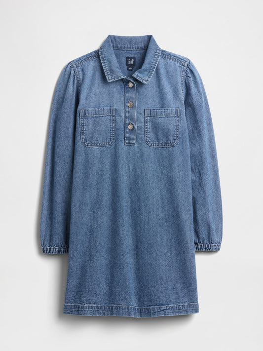 Mavi Puff Sleeve Denim Elbise