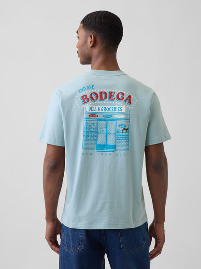Açık Mavi Everyday Soft Relaxed Grafik Baskılı T-shirt
