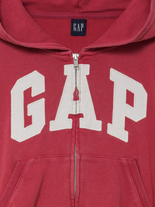 Kırmızı Fransız Havlu Kumaş Oversized Gap Logo Fermuarlı Sweatshirt