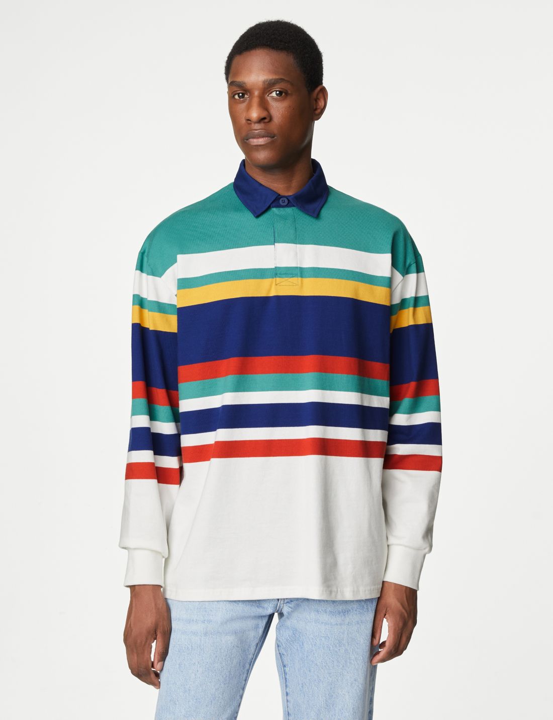 Saf Pamuklu Uzun Kollu Polo Yaka T-shirt