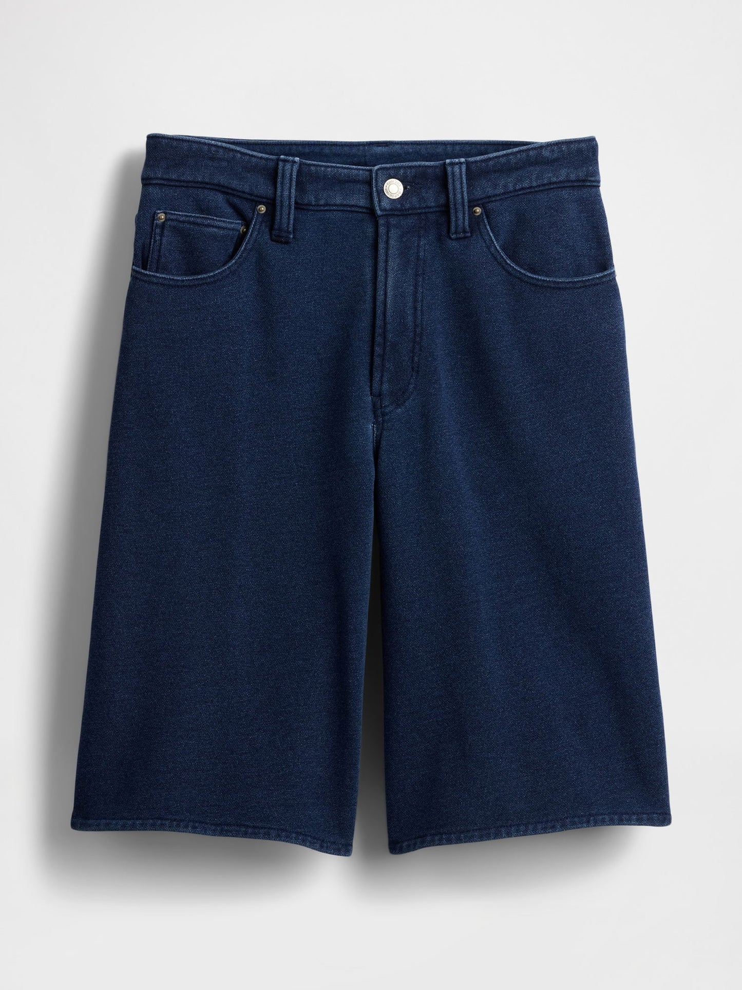Lacivert 11 Mid Rise Fransız Havlu Kumaş Denim Şort