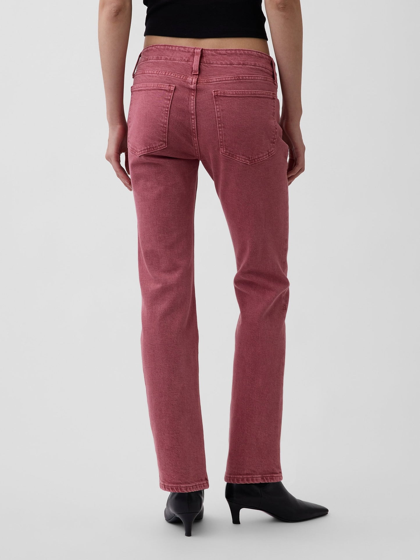 Pembe Low Rise Dantelli '90s Slim Jean Pantolon