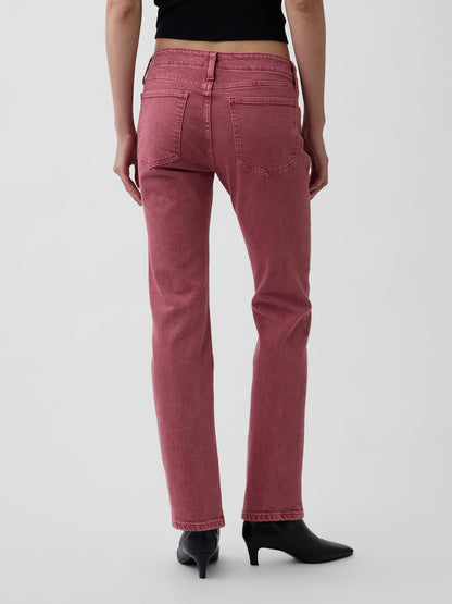 Pembe Low Rise Dantelli '90s Slim Jean Pantolon