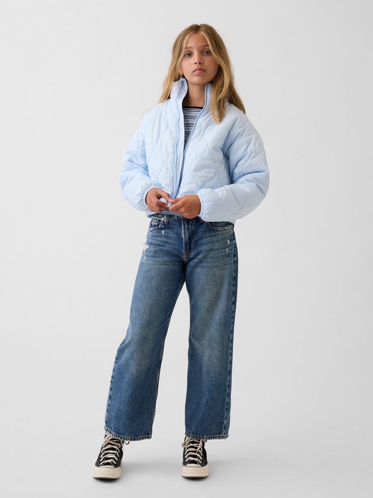 Açık Mavi Relaxed Puffer Şişme Ceket