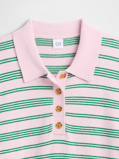 Açık Pembe Cashsoft Relaxed Triko Polo Kazak