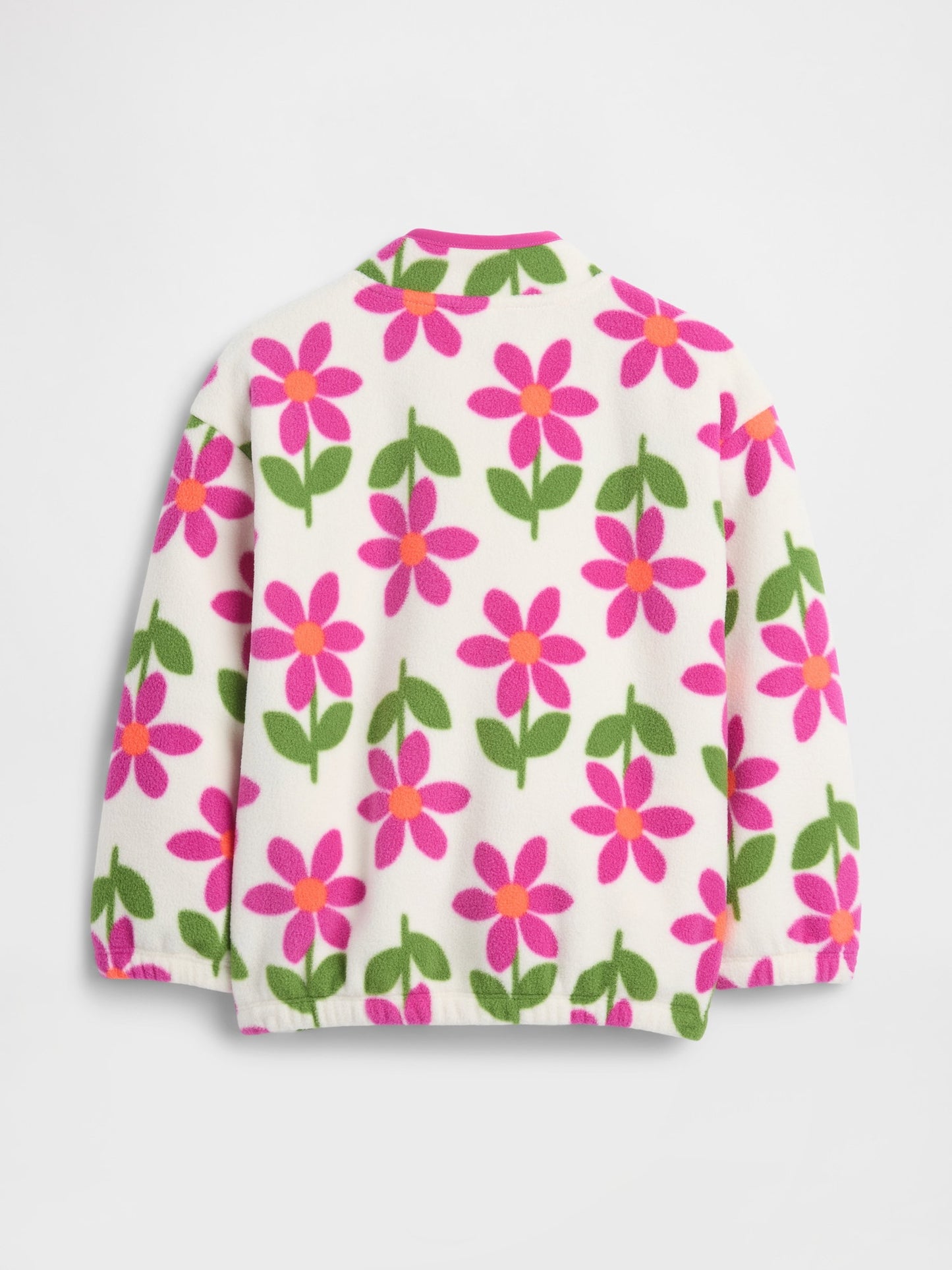 Çiçek Desenli Gap Baskılı Fleece Fermuarlı Sweatshirt