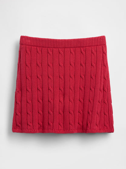 Beyaz 100% Pamuk Cable-knit Mini Şort