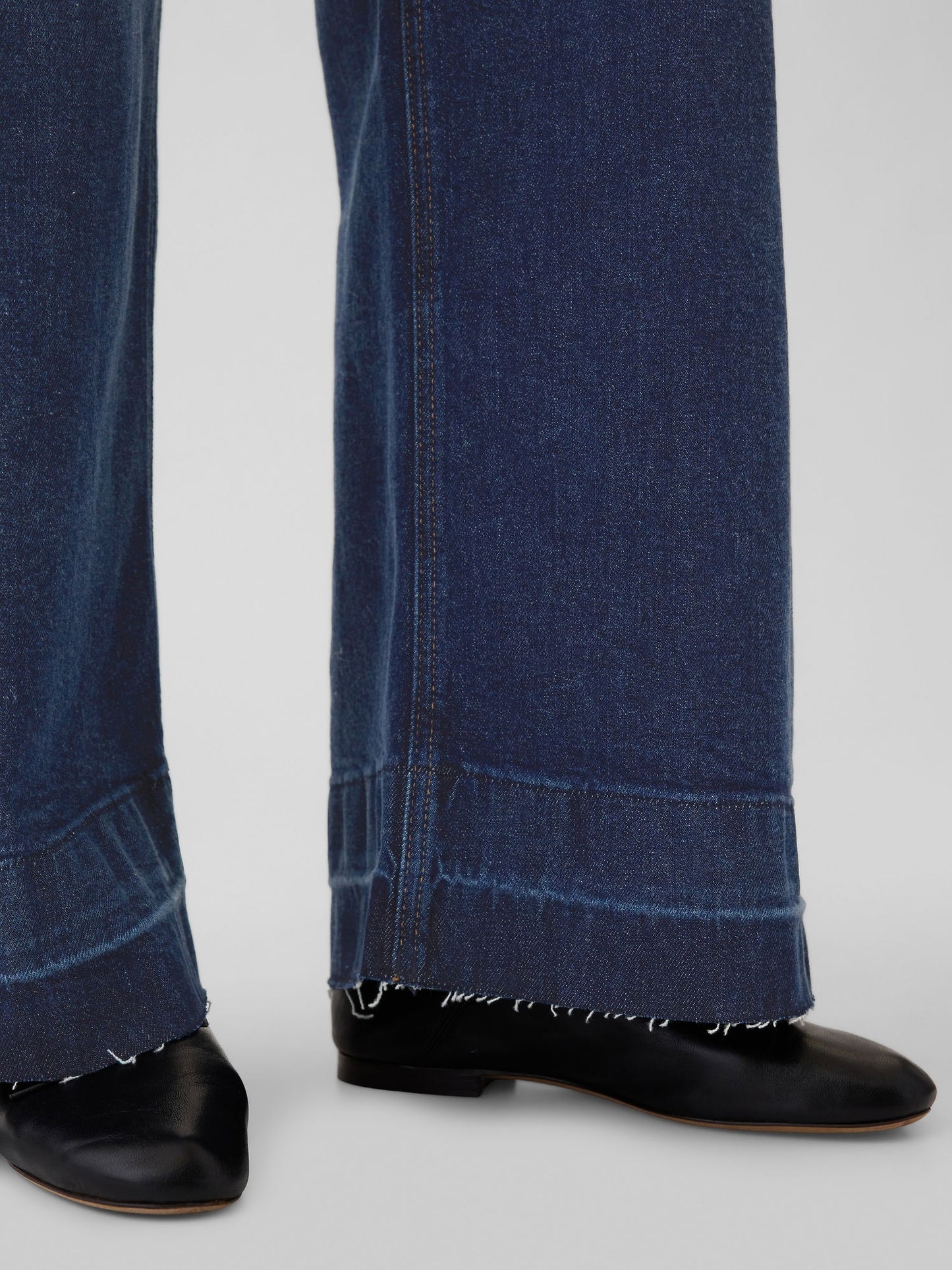 Lacivert High Rise Stride Belted Wide-leg Jean Pantolon