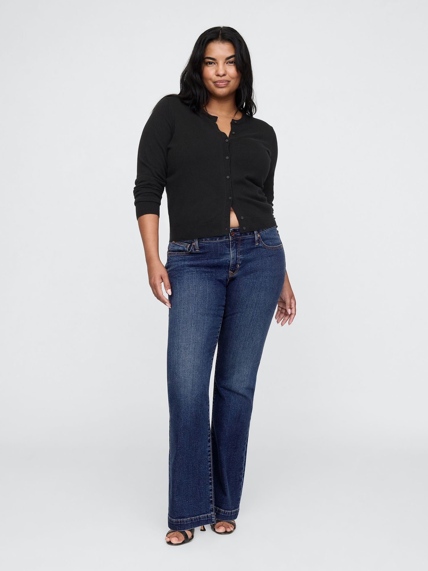 Koyu Mavi Low Rise Bootcut Jean Pantolon