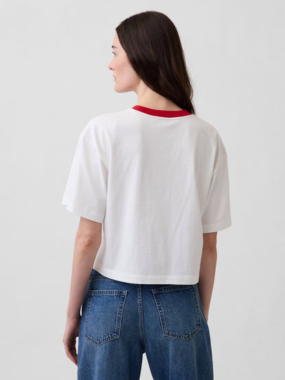 Beyaz Robert Indiana Love Crop T-shirt