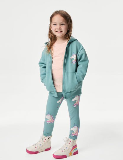 Unicorn Desenli Kapüşonlu Sweatshirt