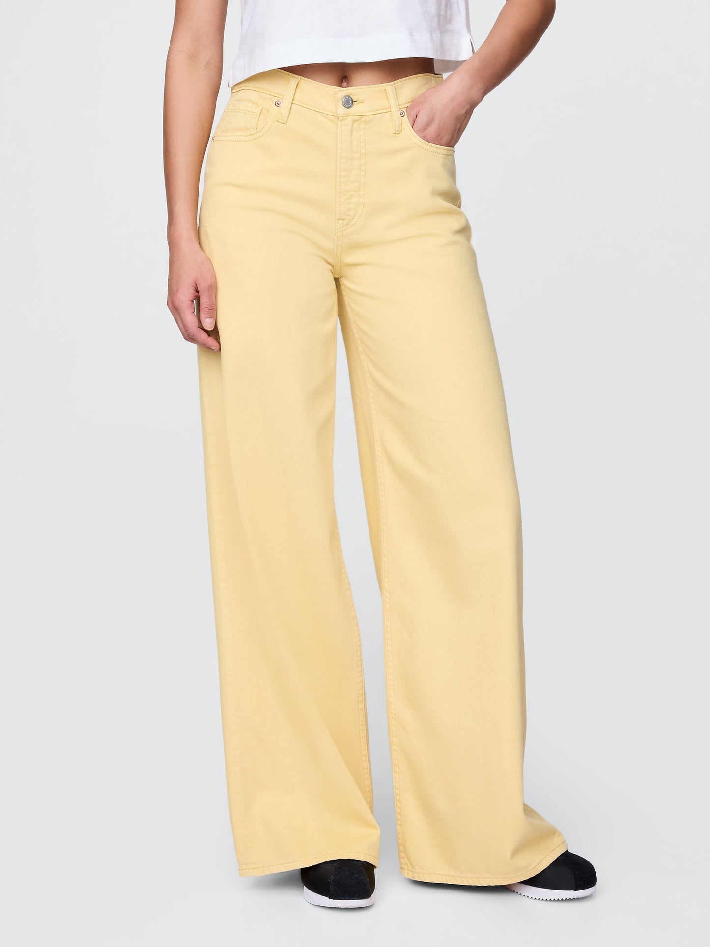 Sarı Mid Rise Ultrasoft Baggy Jean Pantolon