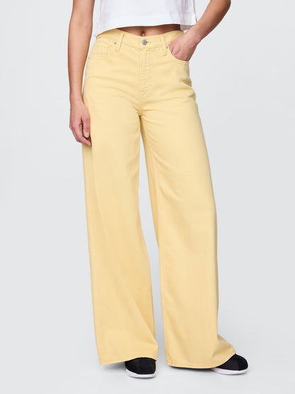 Sarı Mid Rise Ultrasoft Baggy Jean Pantolon
