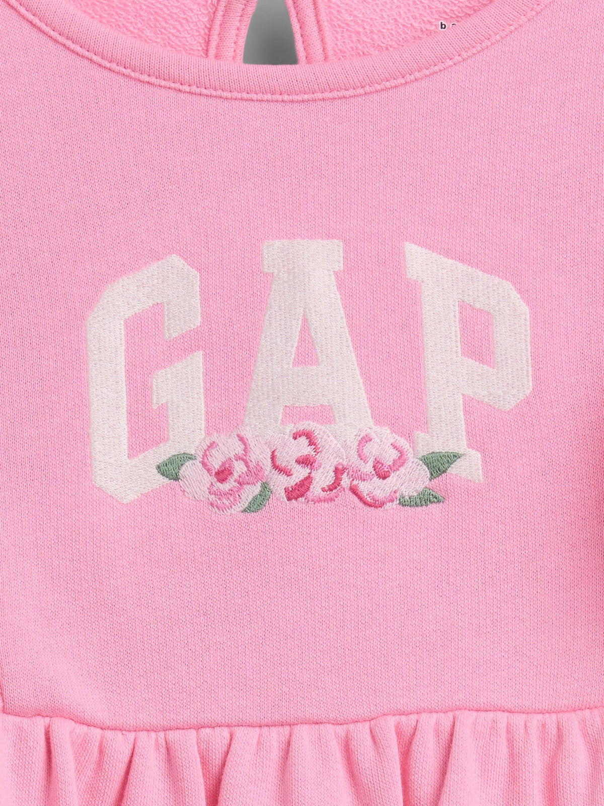 Pembe Fransız Havlu Kumaş Ruffle Logo Elbise