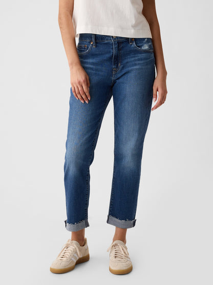 Mavi Mid Rise Washwell Girlfriend Jean Pantolon