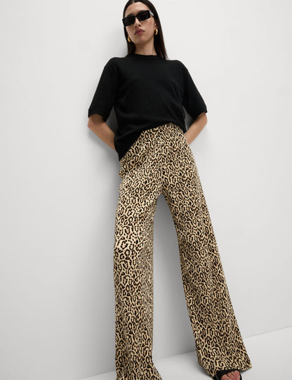 Leopar Desenli Wide Leg Pantolon