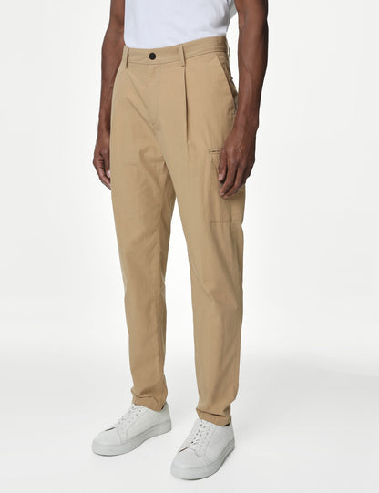 Saf Pamuklu Tapered Fit Kargo Pantolon