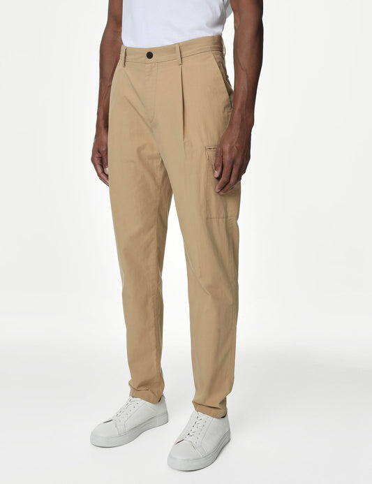 Saf Pamuklu Tapered Fit Kargo Pantolon