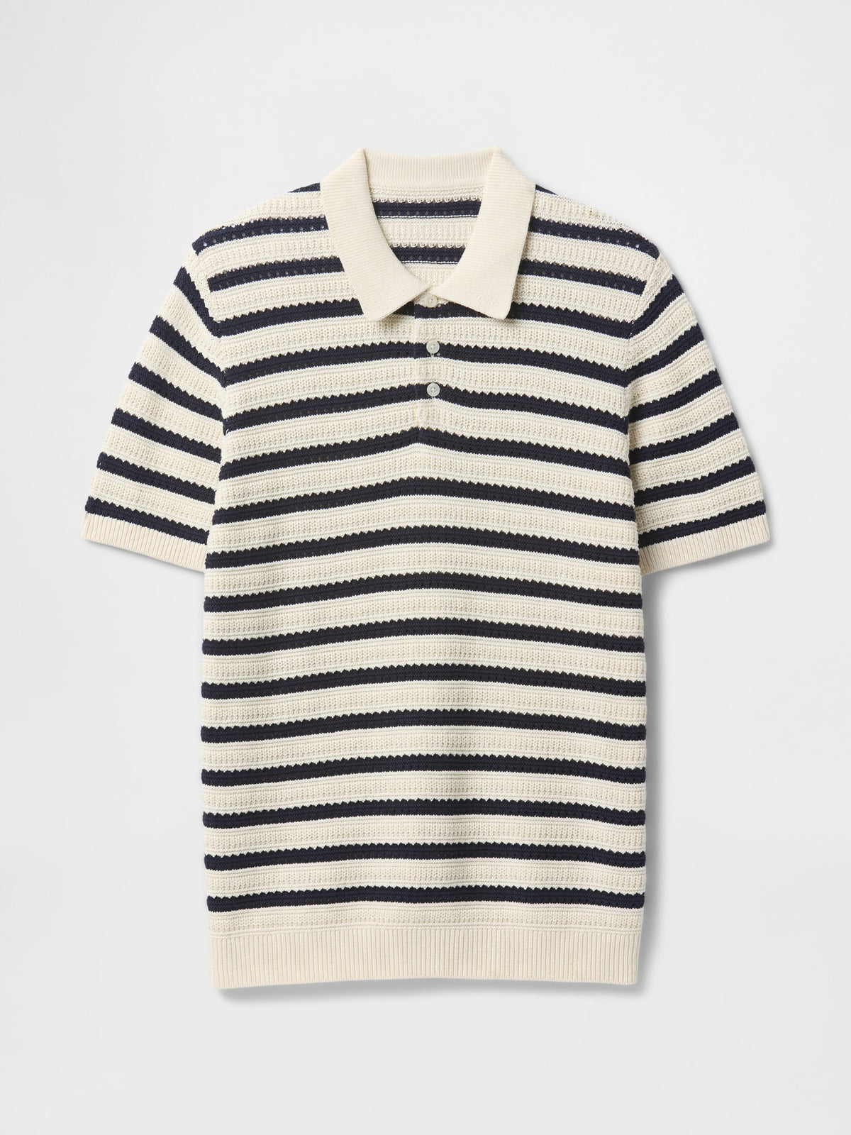 Kırık Beyaz Örgü Polo T-shirt
