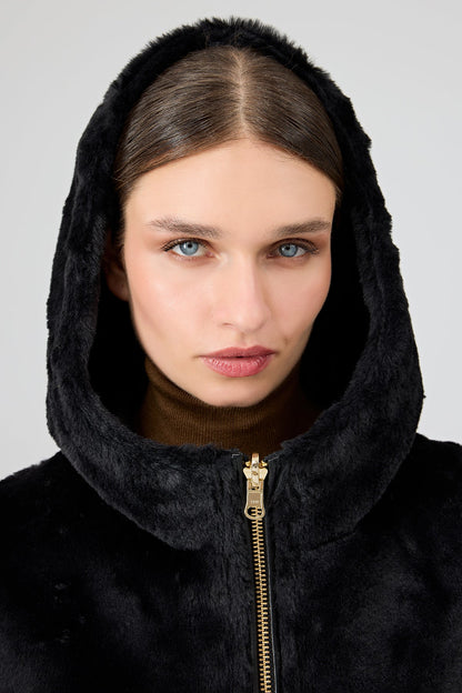 Gardena Kadın Siyah Çift Taraflı Teddy Mont