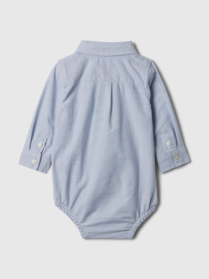 Açık Mavi Brannan Bear Işlemeli Oxford Bodysuit
