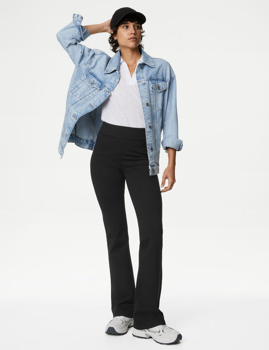 Yüksek Bel Flared Fit Örme Pantolon