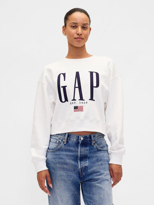 Beyaz Vintagesoft Oversized Gap Logo Sweatshirt